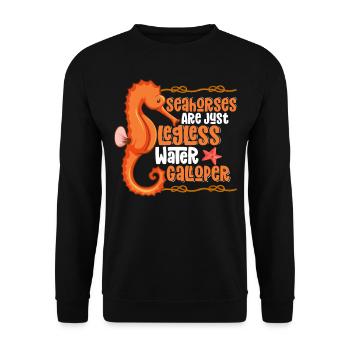 Seepferdchen sind nur beinlose Wassergalopper Seep - Unisex Pullover - Schwarz - Vorne - Alina (178cm) & Michal (187cm)