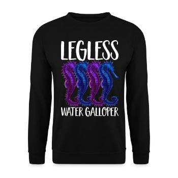 Lustige Seepferdchen beinlose Wassergalloper Illus - Unisex Pullover - Schwarz - Vorne - Alina (178cm) & Michal (187cm)