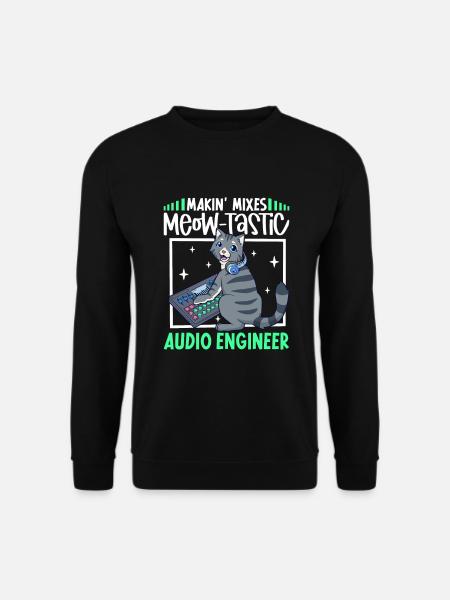 Katze am Mischpult - Tontechniker - Unisex Pullover - Schwarz