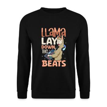 Lama am Mischpult - Sound Engineer - Unisex Pullover - Schwarz - Vorne - Alina (178cm) & Michal (187cm)