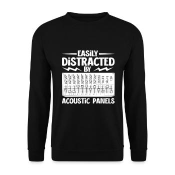 Abgelenkt durch Mischpult - Tontechniker - Unisex Pullover - Schwarz - Vorne - Alina (178cm) & Michal (187cm)