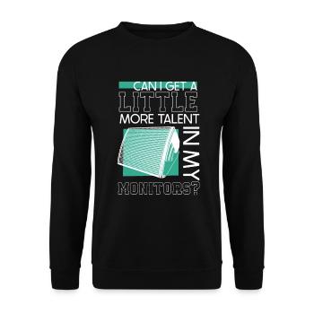 Mehr Talent im Monitor - Tontechniker - Unisex Pullover - Schwarz - Vorne - Alina (178cm) & Michal (187cm)