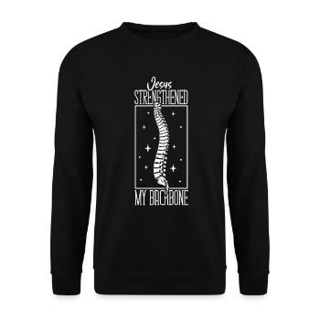 Jesus strengthens my back - Spine surgery - Unisex Sweatshirt - black - Front - Alina (178cm) & Michal (187cm)