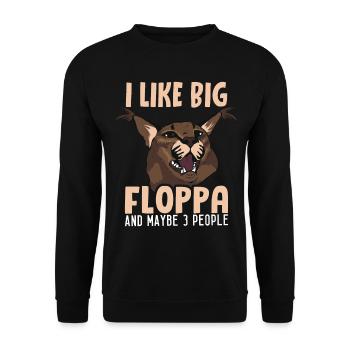 Big Floppa und 3 Leute - Unisex Pullover - Schwarz - Vorne - Alina (178cm) & Michal (187cm)