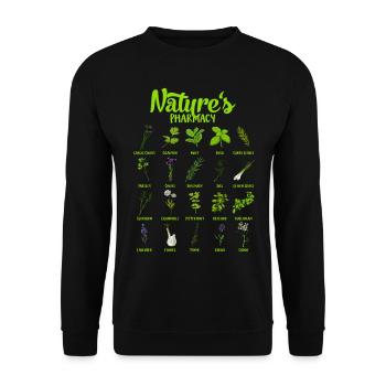Healing powers of nature - herbs - Unisex Sweatshirt - black - Front - Alina (178cm) & Michal (187cm)