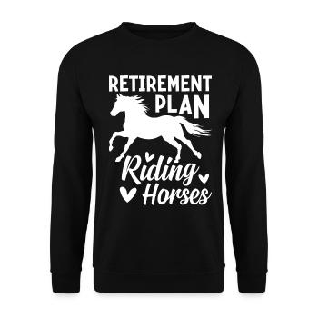 Ruhestandsplan Reiten Pferde Reiten Pferdeliebhabe - Unisex Pullover - Schwarz - Vorne - Alina (178cm) & Michal (187cm)