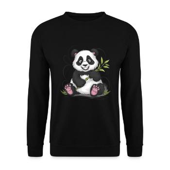 Niedlicher Panda Bambus Wald Tier Tierwelt - Unisex Pullover - Schwarz - Vorne - Alina (178cm) & Michal (187cm)