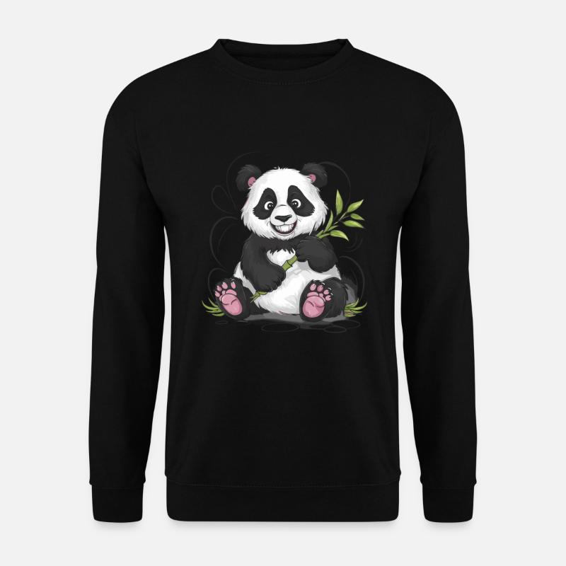 Niedlicher Panda Bambus Wald Tier Tierwelt - Unisex Pullover - Schwarz
