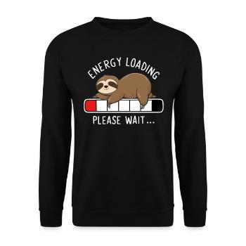 Sleeping Sloth Battery Charging Bar - Unisex Sweatshirt - black - Front - Alina (178cm) & Michal (187cm)