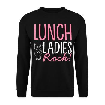 Cafeteria-Mitarbeiter Kinderfütterung Lunch Lady L - Unisex Pullover - Schwarz - Vorne - Alina (178cm) & Michal (187cm)