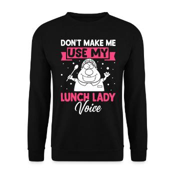 Cafeteria-Mitarbeiterin zwingt mich nicht, die Sti - Unisex Pullover - Schwarz - Vorne - Alina (178cm) & Michal (187cm)