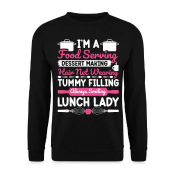 Cafeteria Employee School Serving Dessert L - Unisex Sweatshirt - black - Front - Alina (178cm) & Michal (187cm)