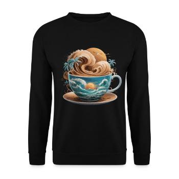Tropical Beach Waves Kaffeetasse für eine - Unisex Pullover - Schwarz - Vorne - Alina (178cm) & Michal (187cm)