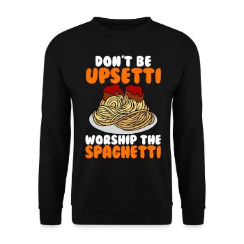 Flying Spaghetti Monster FSM - Unisex Sweatshirt - black - Front - Alina (178cm) & Michal (187cm)