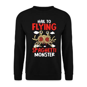 Flying Spaghetti Monster FSM - Unisex Sweatshirt - black - Front - Alina (178cm) & Michal (187cm)