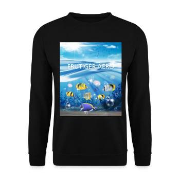 Frutiger Aero Aesthetic Tech Océan Poisson sous-marin - Sweat-shirt Unisexe - noir - Devant - Alina (178cm) & Michal (187cm)