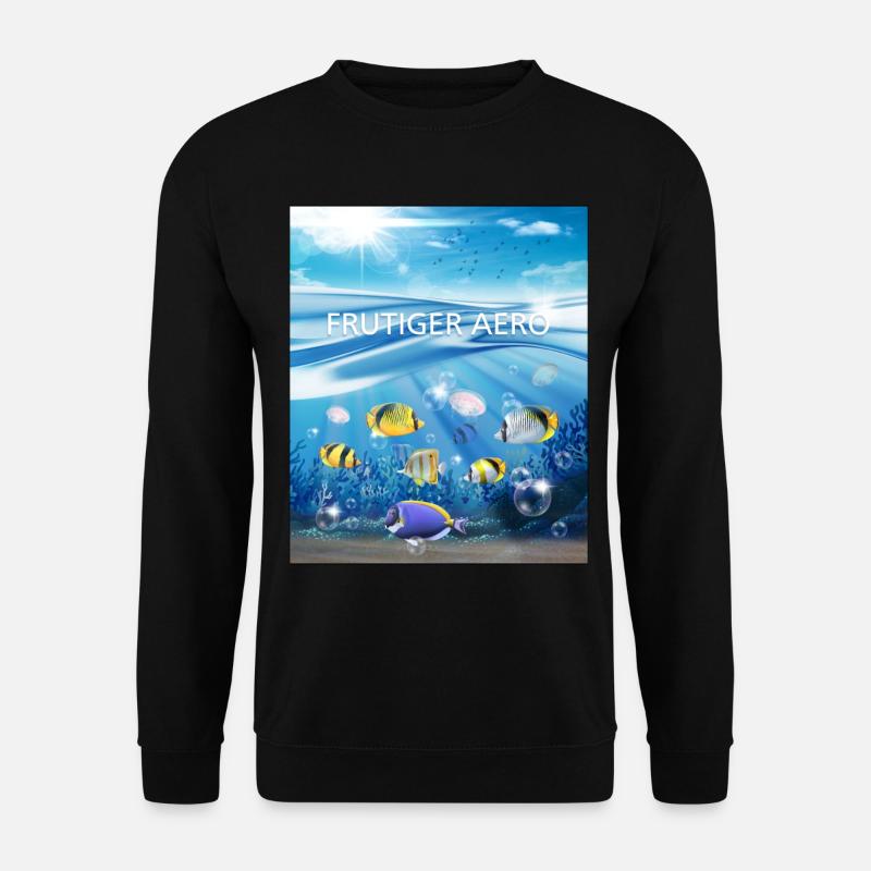 Frutiger Aero Aesthetic Tech Ozean Unterwasserfisc - Unisex Pullover - Schwarz