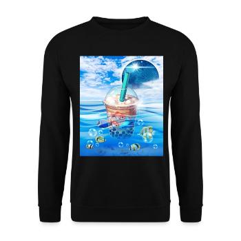 Frutiger Aero Aesthetic Tech Bubble Tea Boba Milkt - Sweat-shirt Unisexe - noir - Devant - Alina (178cm) & Michal (187cm)