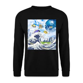 Frutiger Aero Aesthetic Tech Grande Vague de Kanag - Sweat-shirt Unisexe - noir - Devant - Alina (178cm) & Michal (187cm)