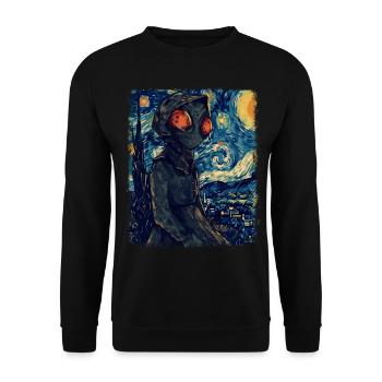 Peinture Monster Starry Night de Flatwood - Sweat-shirt Unisexe - noir - Devant - Alina (178cm) & Michal (187cm)
