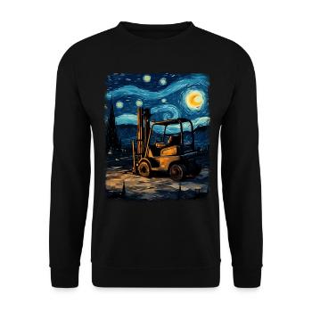 Gabelstaplerfahrer Gabelstaplerfahrer Sternennacht - Unisex Pullover - Schwarz - Vorne - Alina (178cm) & Michal (187cm)