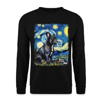 French Bulldog Frenchie Dog Starry Night - Unisex Sweatshirt - black - Front - Alina (178cm) & Michal (187cm)