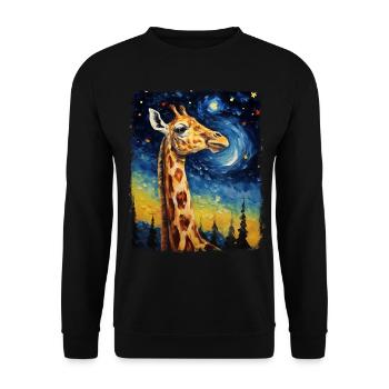 Giraffe Animal Starry Night Painting - Unisex Sweatshirt - black - Front - Alina (178cm) & Michal (187cm)