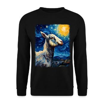 Chèvre Ferme Animaux Fermier Nuit Étoilée Peinture - Sweat-shirt Unisexe - noir - Devant - Alina (178cm) & Michal (187cm)