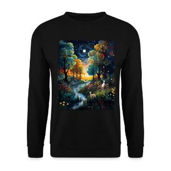 Garden of Eden Religious Biblical Starry Night Painter - Unisex Sweatshirt - black - Front - Alina (178cm) & Michal (187cm)