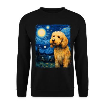 Golden Doodle Goldendoodle Dog Starry Night Painting - Unisex Sweatshirt - black - Front - Alina (178cm) & Michal (187cm)