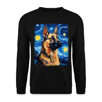Berger allemand Peinture Nuit étoilée - Sweat-shirt Unisexe - noir - Devant - Alina (178cm) & Michal (187cm)