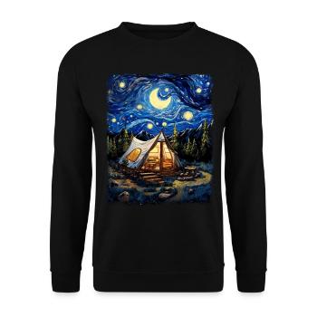 Glamping Glamper Camping Camper Sternennacht Maler - Unisex Pullover - Schwarz - Vorne - Alina (178cm) & Michal (187cm)