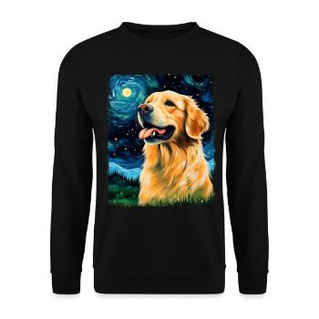Golden Retriever chien Nuit étoilée peinture - Sweat-shirt Unisexe - noir - Devant - Alina (178cm) & Michal (187cm)