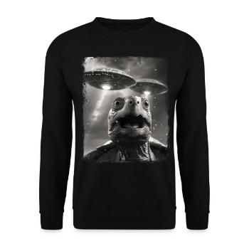 Turtle Sea Turtle UFO Alien Außerirdis - Unisex Sweatshirt - black - Front - Alina (178cm) & Michal (187cm)