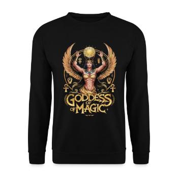 Göttin der Magie Ägypten - Unisex Pullover - Schwarz - Vorne - Alina (178cm) & Michal (187cm)