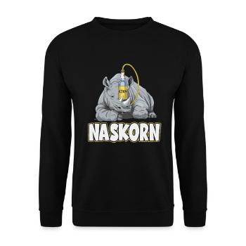 Naskorn Nashorn mit Korn - Unisex Pullover - Schwarz - Vorne - Alina (178cm) & Michal (187cm)