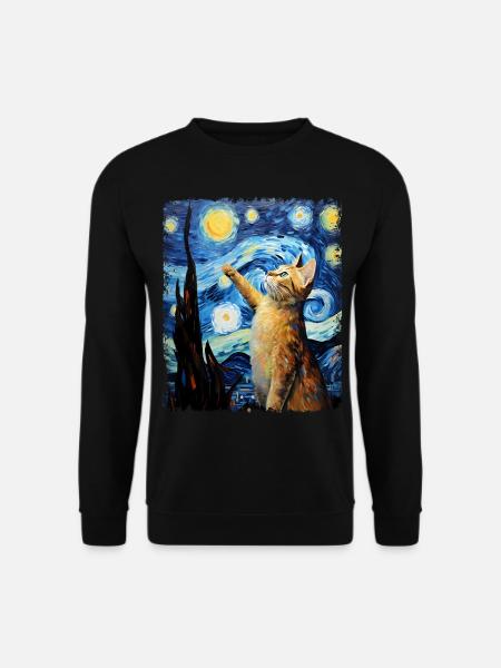 Chat Orange Abyssin Peinture Nuit Étoilée - Sweat-shirt Unisexe - noir