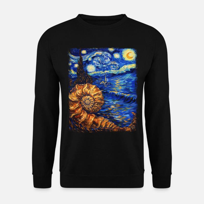 Ammonit Fossil Paläontologe Sternennacht Malerei - Unisex Pullover - Schwarz