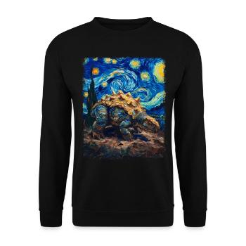 Ankylosaurus dinosaure Peinture de nuit étoilée - Sweat-shirt Unisexe - noir - Devant - Alina (178cm) & Michal (187cm)