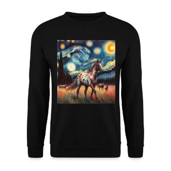 Appaloosa Cheval Nuit étoilée Peinture - Sweat-shirt Unisexe - noir - Devant - Alina (178cm) & Michal (187cm)