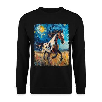 Appaloosa Cheval Nuit étoilée Peinture - Sweat-shirt Unisexe - noir - Devant - Alina (178cm) & Michal (187cm)