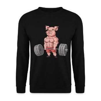 Schwein Gewichtheben Fitness-Studio - Unisex Pullover - Schwarz - Vorne - Alina (178cm) & Michal (187cm)