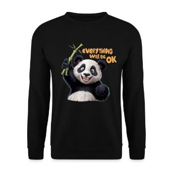 Motivierendes Panda Alles wird gut für einen - Unisex Pullover - Schwarz - Vorne - Alina (178cm) & Michal (187cm)