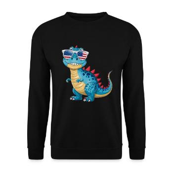 Dinosaurier-Sonnenbrille amerikanischer Flagge - Unisex Pullover - Schwarz - Vorne - Alina (178cm) & Michal (187cm)