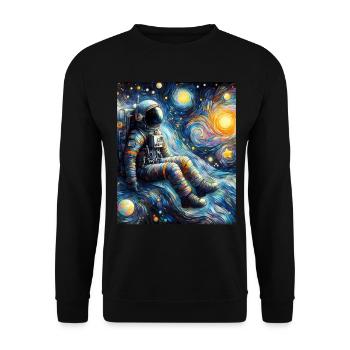 astronaute planète spatiale nuit étoilée peinture - Sweat-shirt Unisexe - noir - Devant - Alina (178cm) & Michal (187cm)