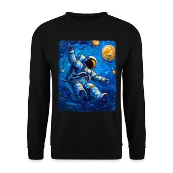 astronaute planète spatiale nuit étoilée peinture - Sweat-shirt Unisexe - noir - Devant - Alina (178cm) & Michal (187cm)