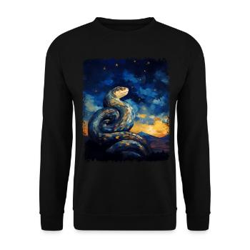 Ball Python Snake Starry Night Painting - Unisex Sweatshirt - black - Front - Alina (178cm) & Michal (187cm)