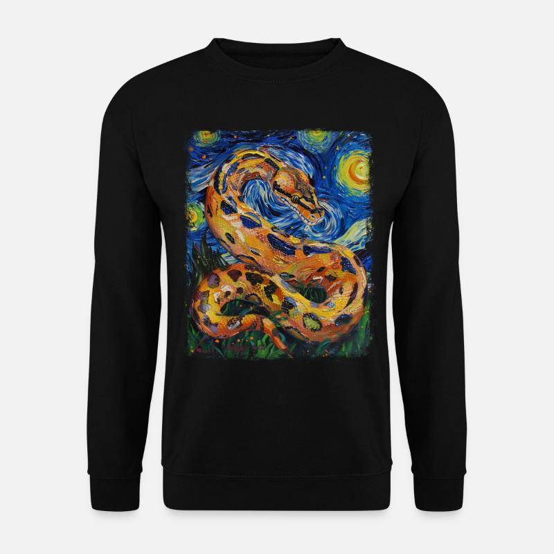 Kugelpython Schlange Sternennacht Gemälde - Unisex Pullover - Schwarz
