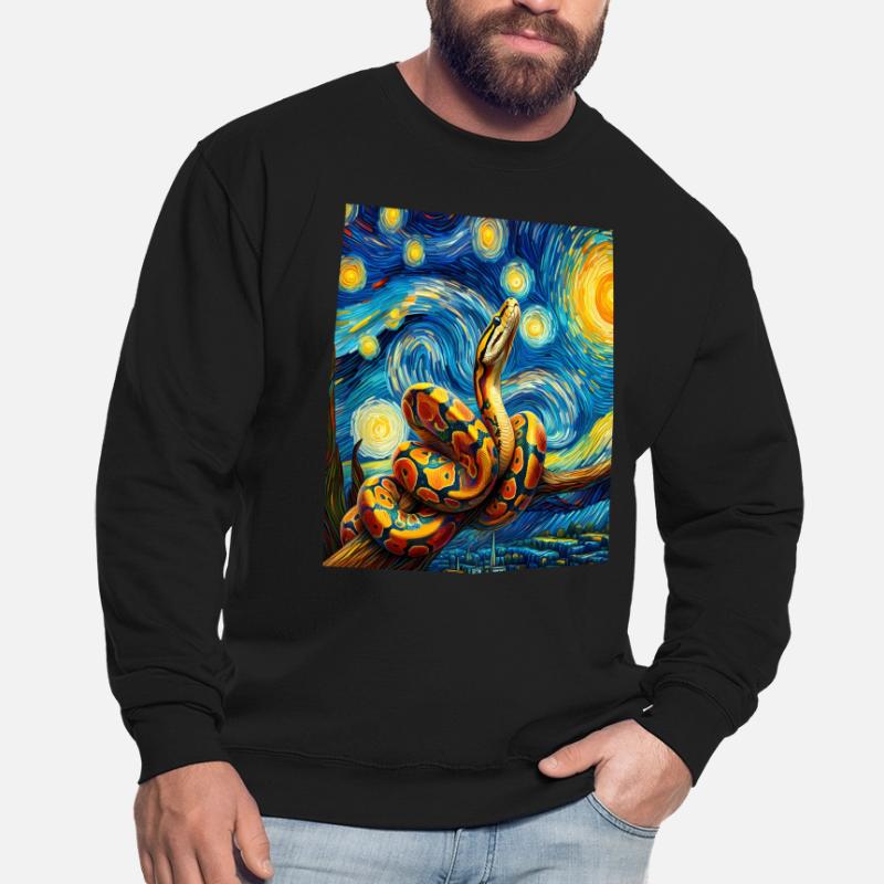 Kugelpython Schlange Sternennacht Gemälde Unisex Pullover