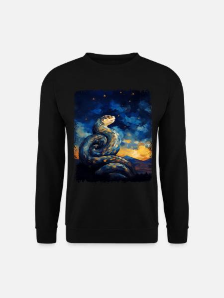 Kugelpython Schlange Sternennacht Gemälde - Unisex Pullover - Schwarz